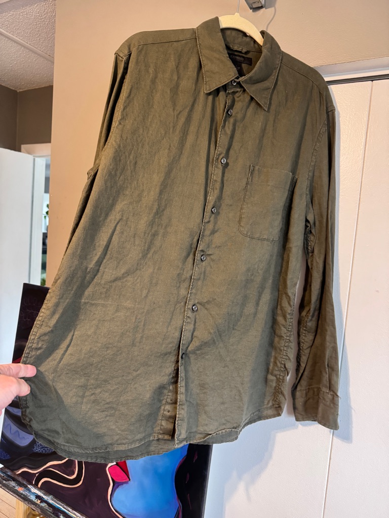 Express 100% Linen Oversized Shacket Olive Green Large